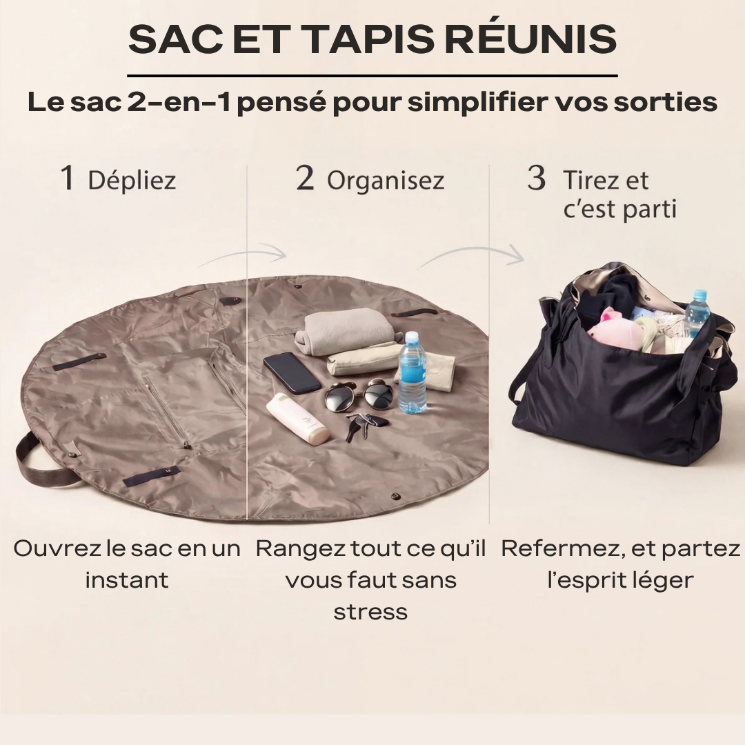 Sac fourre tout 2-en-1 tapis de pique-nique
